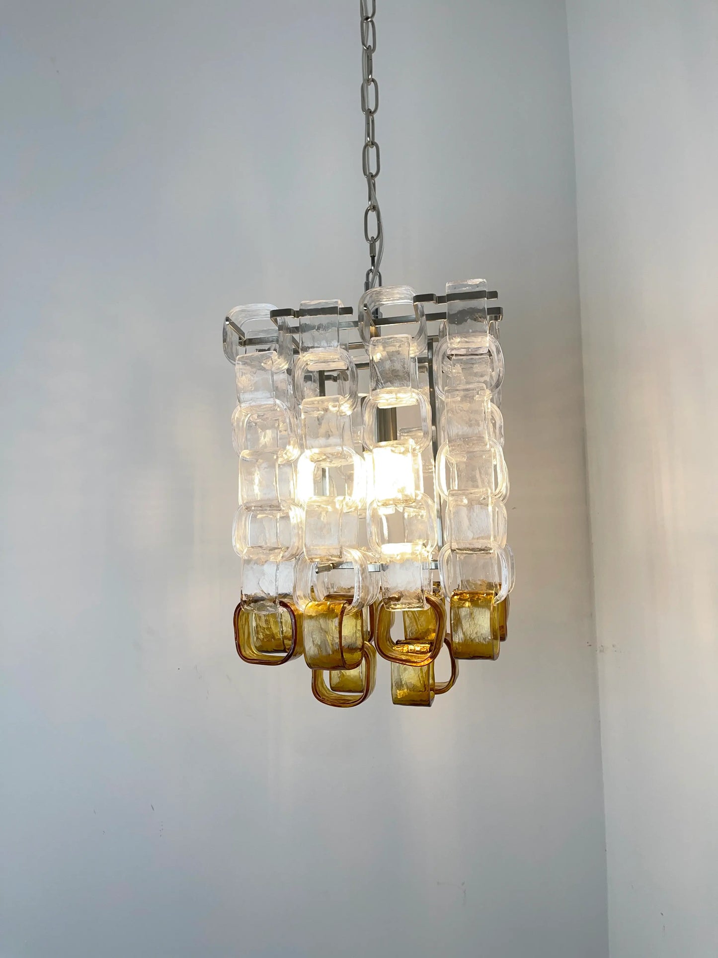 Amber Iceblock Glass Chandelier