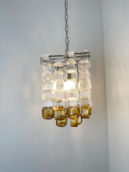 Amber Iceblock Glass Chandelier