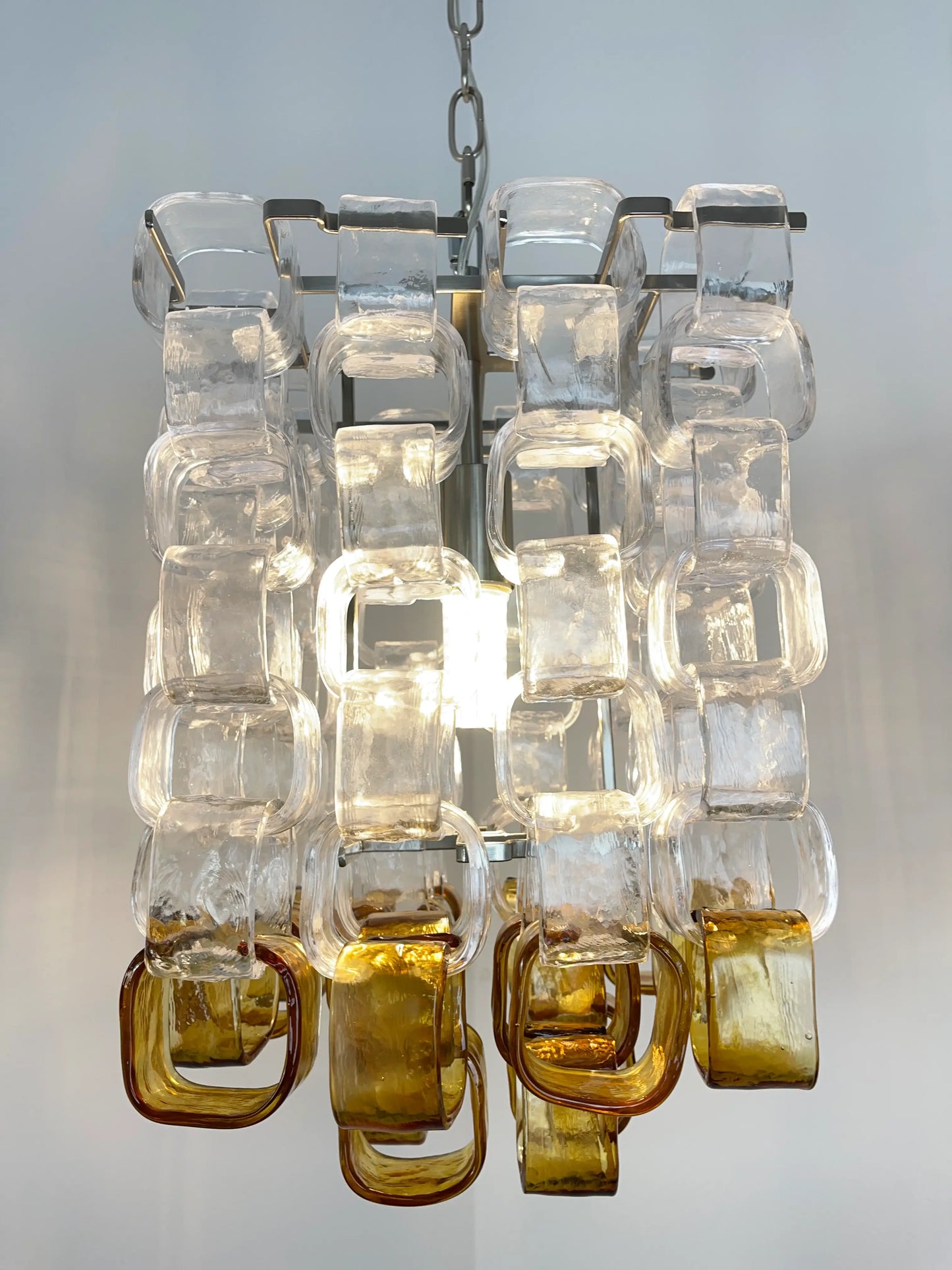 Amber Iceblock Glass Chandelier