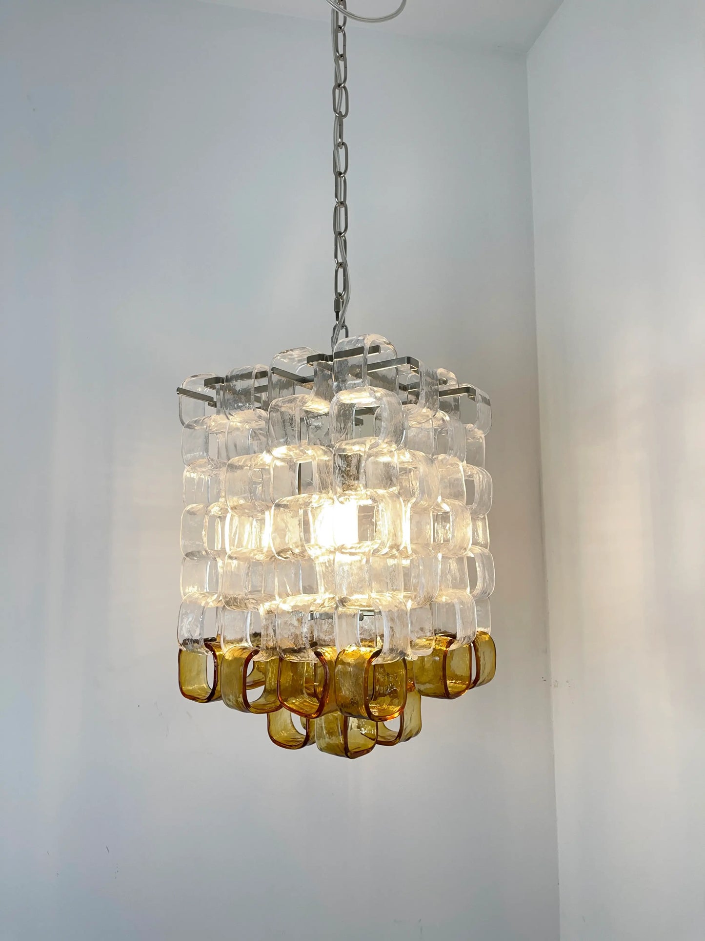 Amber Iceblock Glass Chandelier
