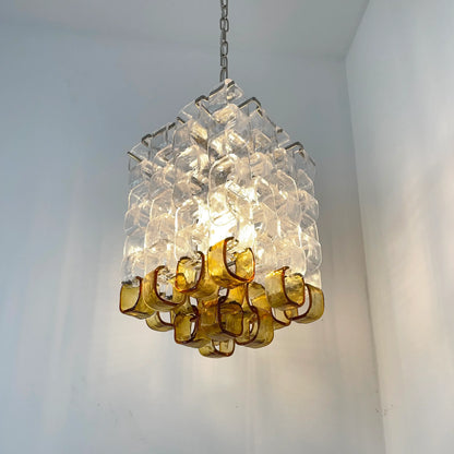 Amber Iceblock Glass Chandelier