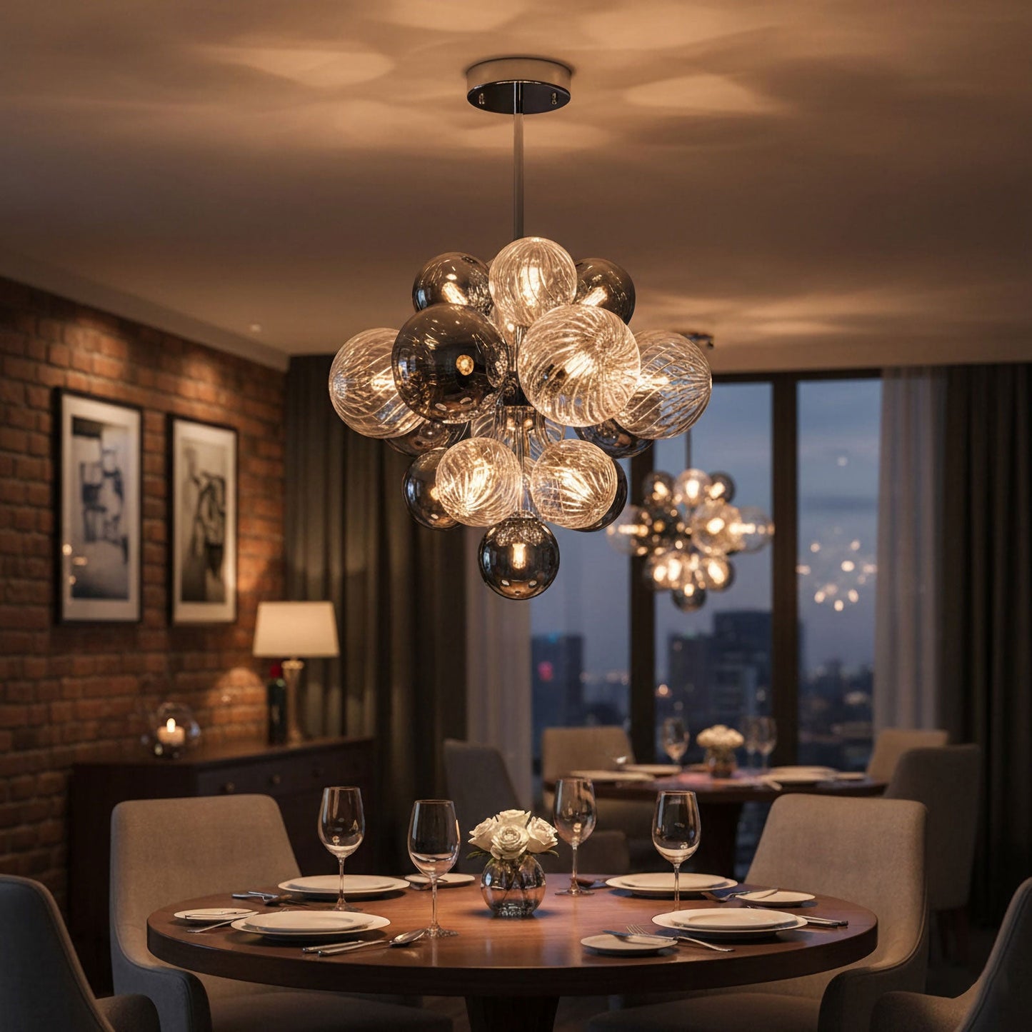 Bubble Glow Glass Chandelier