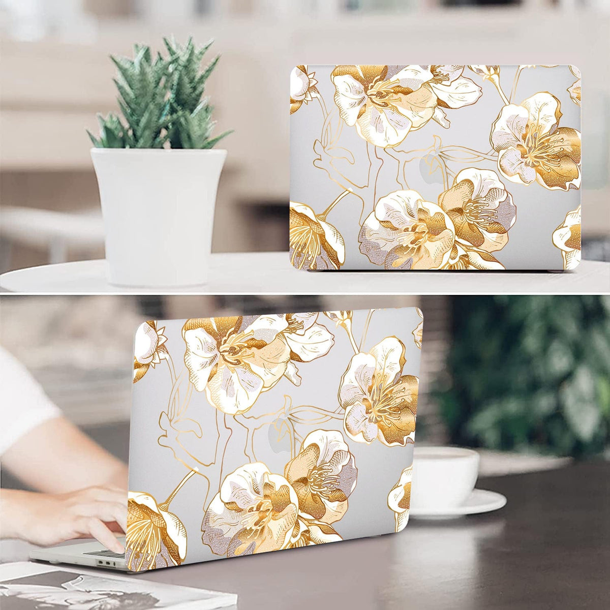 MacBook Air 13.6-inch (M2-M5) Case - Gold Botanical Design