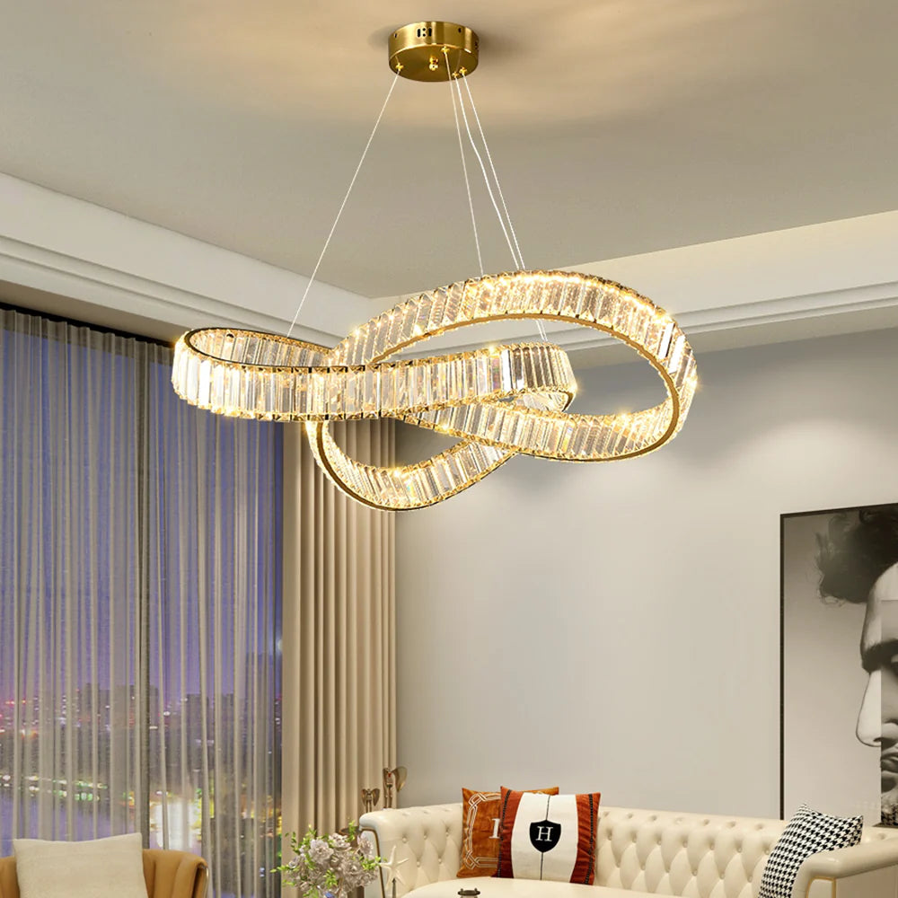 Round Gold Crystal Ring Chandelier