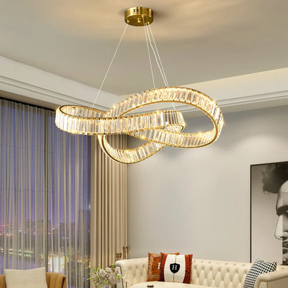 Round Gold Crystal Ring Chandelier