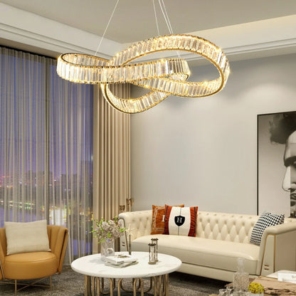 Round Gold Crystal Ring Chandelier