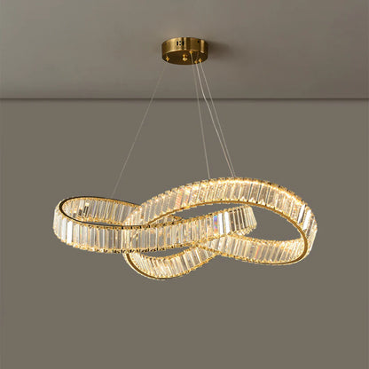 Round Gold Crystal Ring Chandelier
