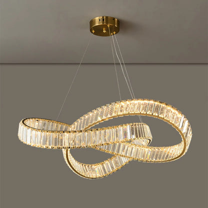 Round Gold Crystal Ring Chandelier