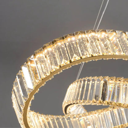 Round Gold Crystal Ring Chandelier