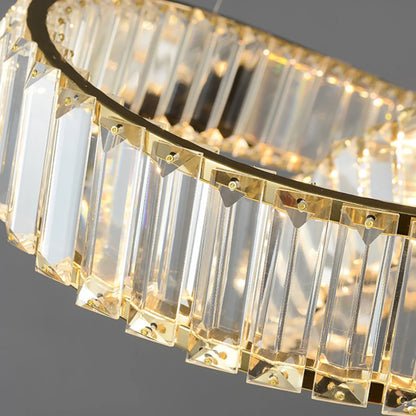 Round Gold Crystal Ring Chandelier