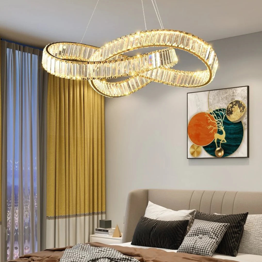 Round Gold Crystal Ring Chandelier