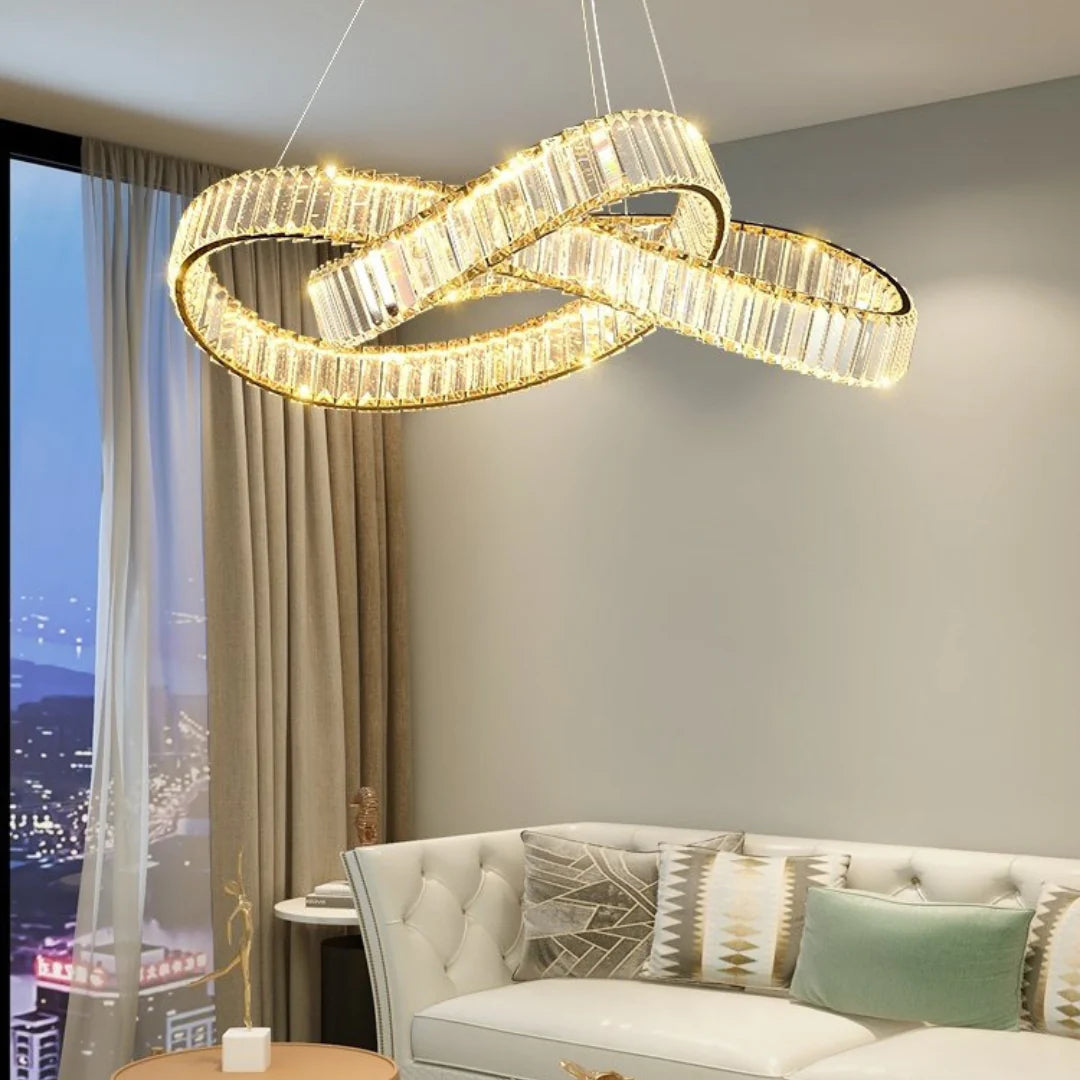 Round Gold Crystal Ring Chandelier