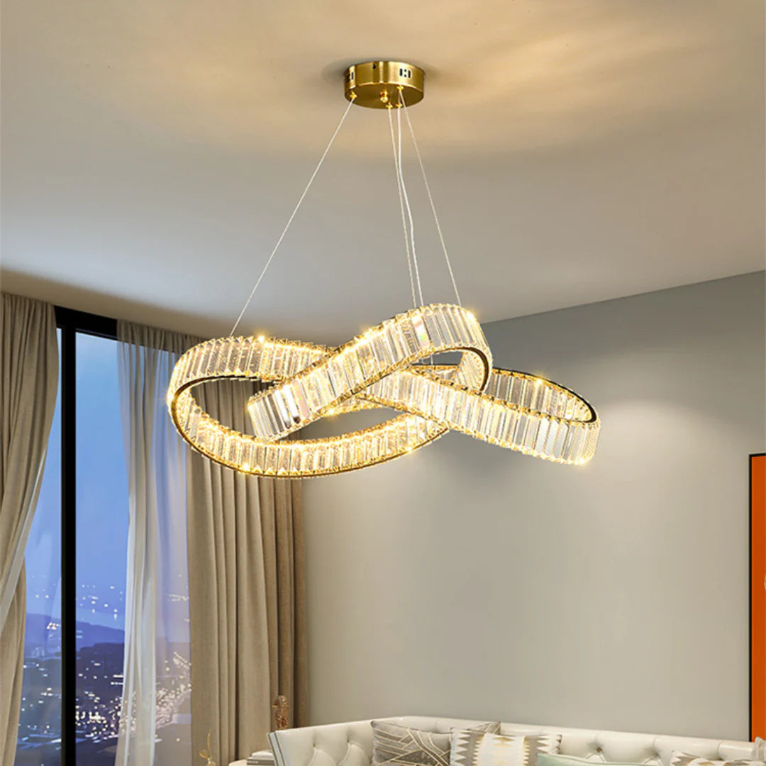 Round Gold Crystal Ring Chandelier