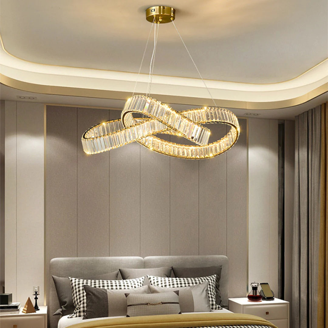 Round Gold Crystal Ring Chandelier