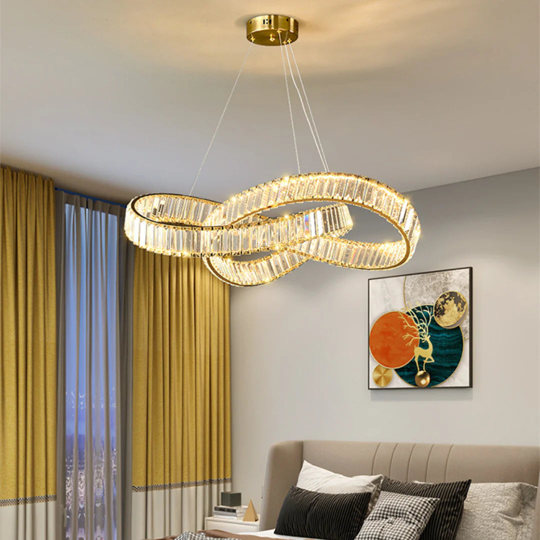 Round Gold Crystal Ring Chandelier