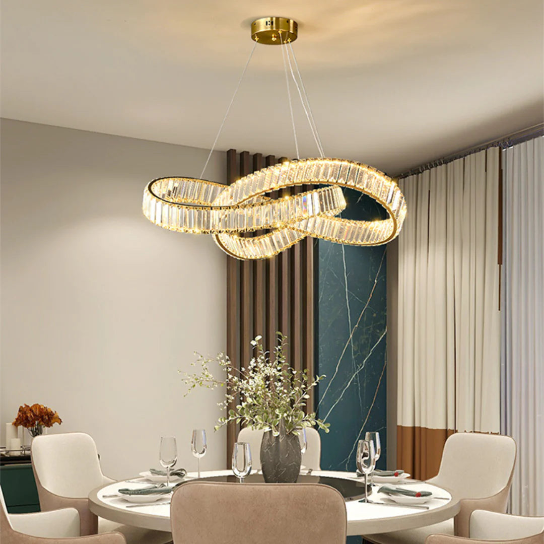 Round Gold Crystal Ring Chandelier