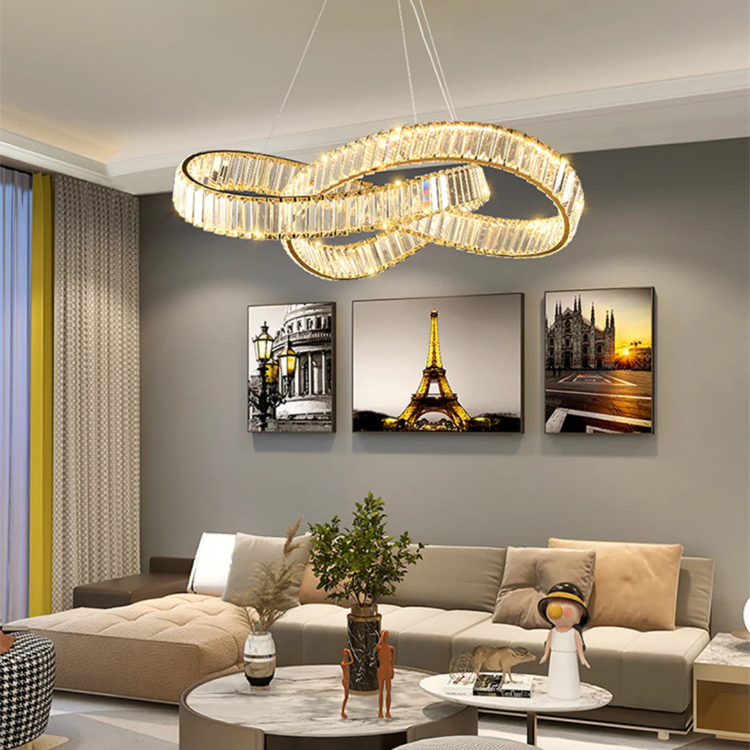 Round Gold Crystal Ring Chandelier