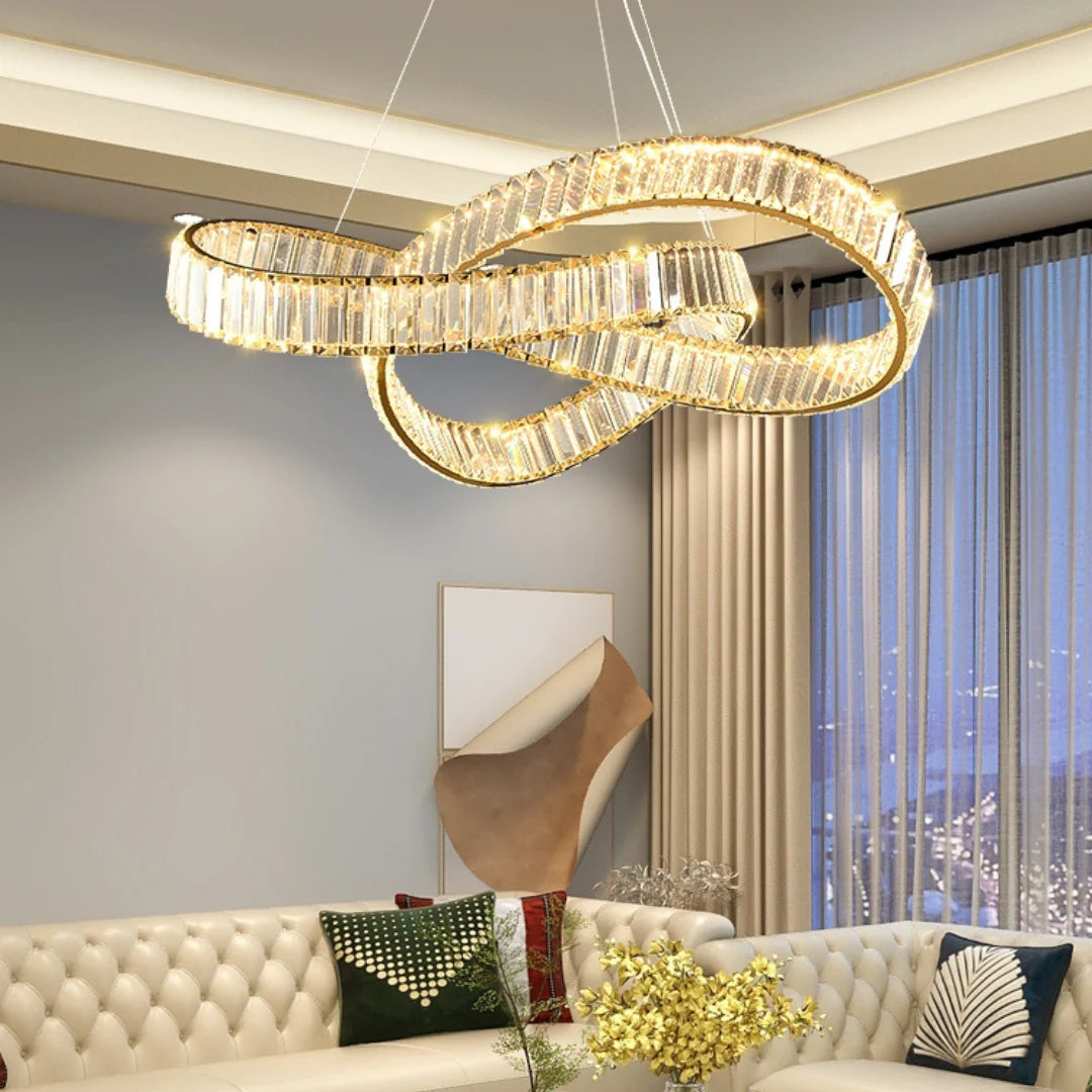 Round Gold Crystal Ring Chandelier