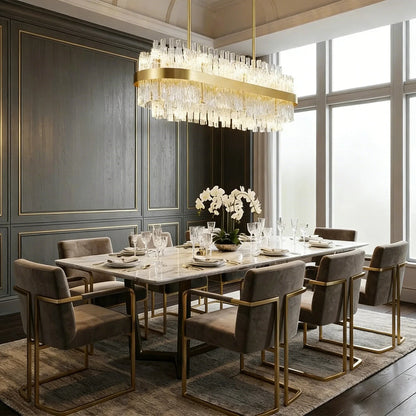 Gold Glass‑Rod Line Chandelier