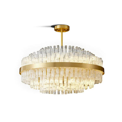 Gold Glass‑Rod Line Chandelier