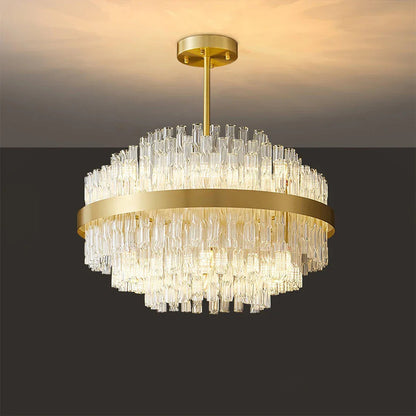 Gold Glass‑Rod Line Chandelier