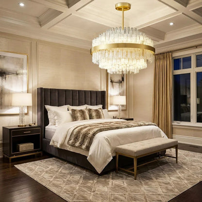 Gold Glass‑Rod Line Chandelier
