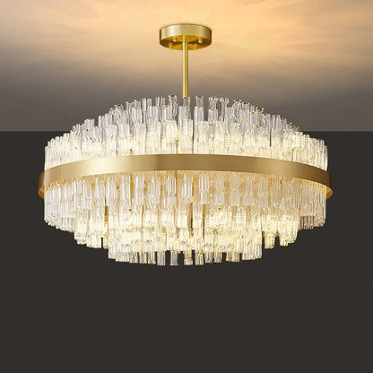 Gold Glass‑Rod Line Chandelier
