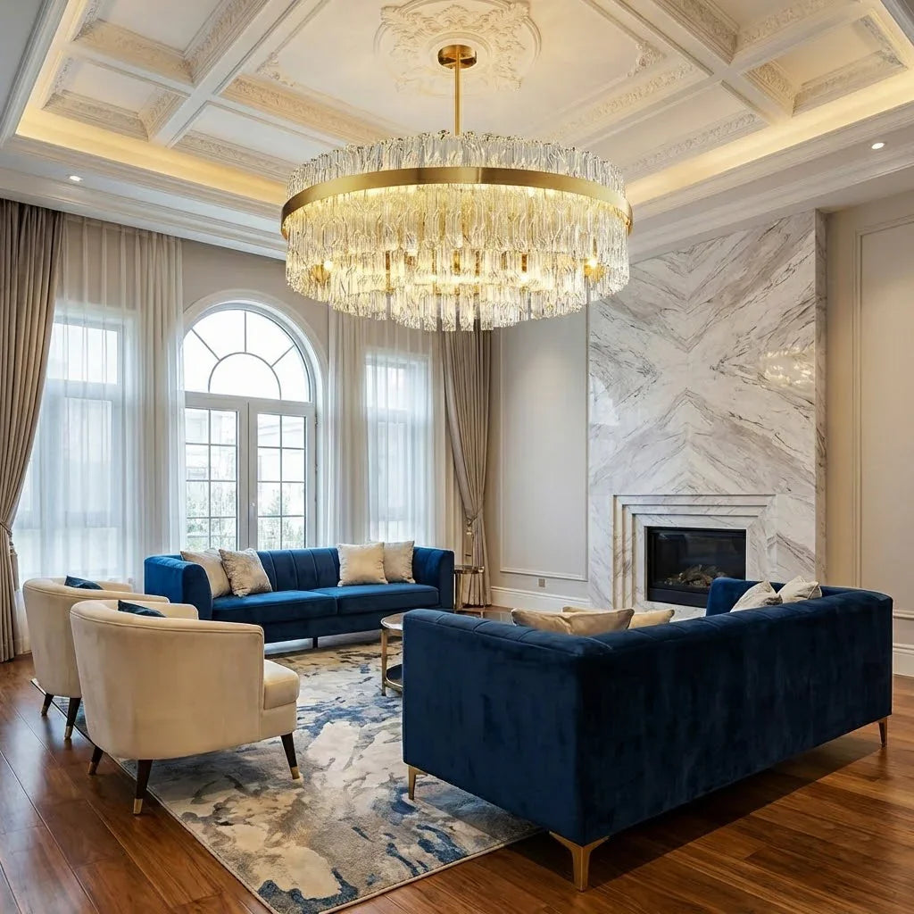 Gold Glass‑Rod Line Chandelier