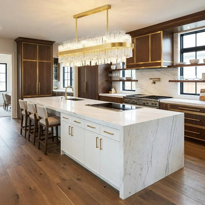 Gold Glass‑Rod Line Chandelier