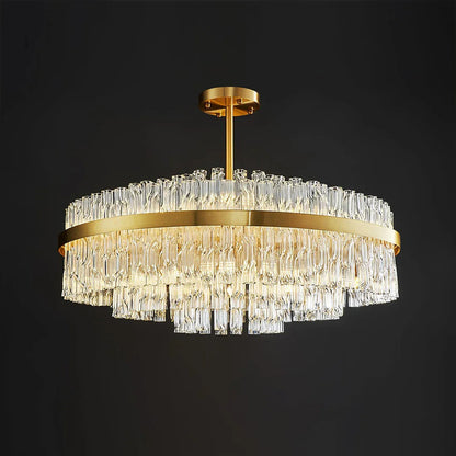 Gold Glass‑Rod Line Chandelier