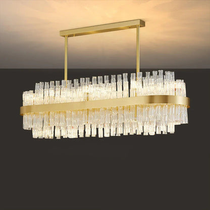 Gold Glass‑Rod Line Chandelier