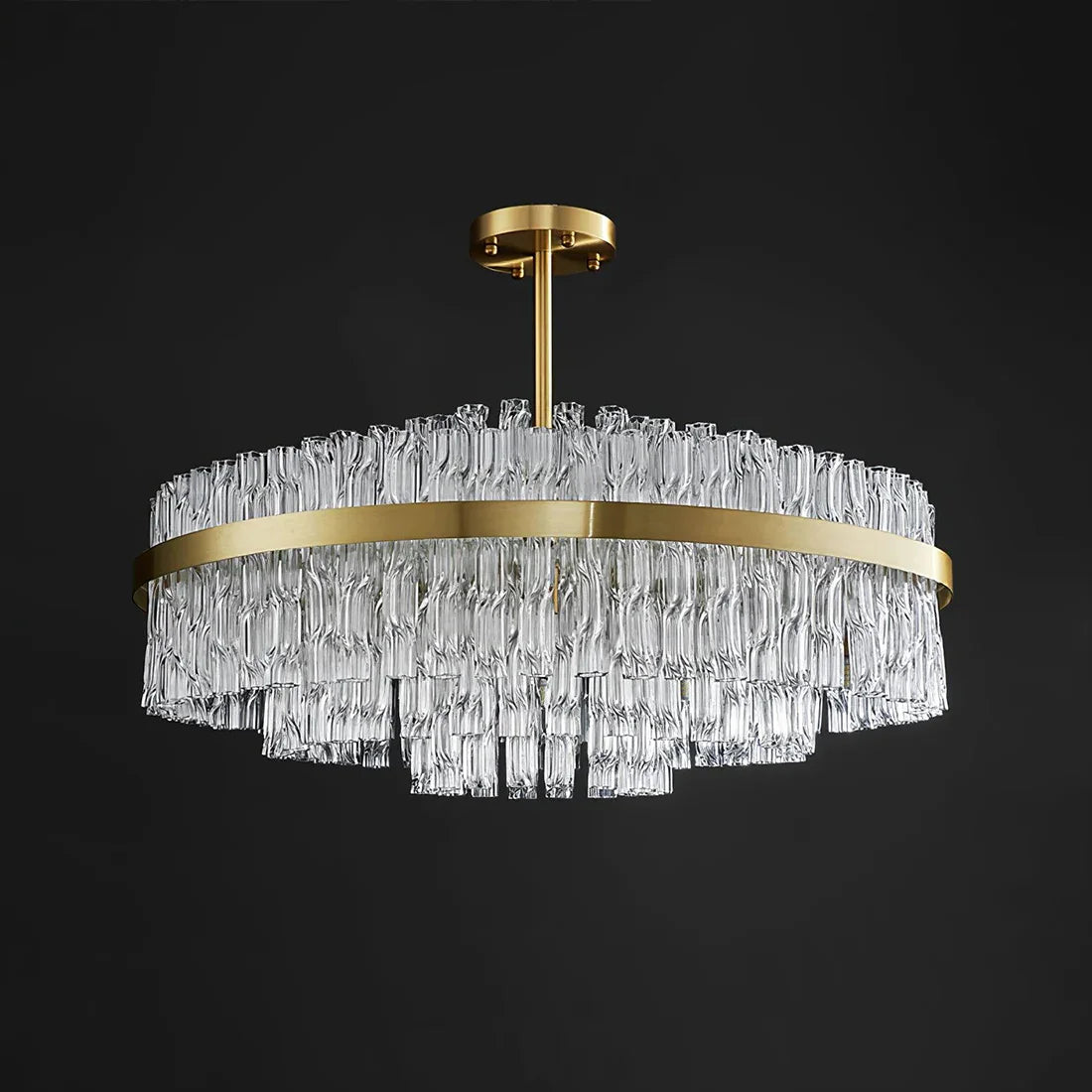 Gold Glass‑Rod Line Chandelier
