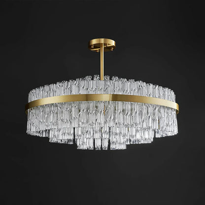 Gold Glass‑Rod Line Chandelier