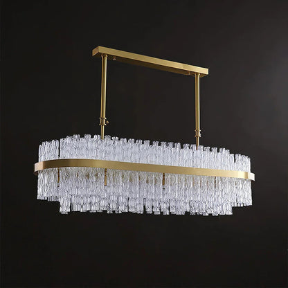Gold Glass‑Rod Line Chandelier
