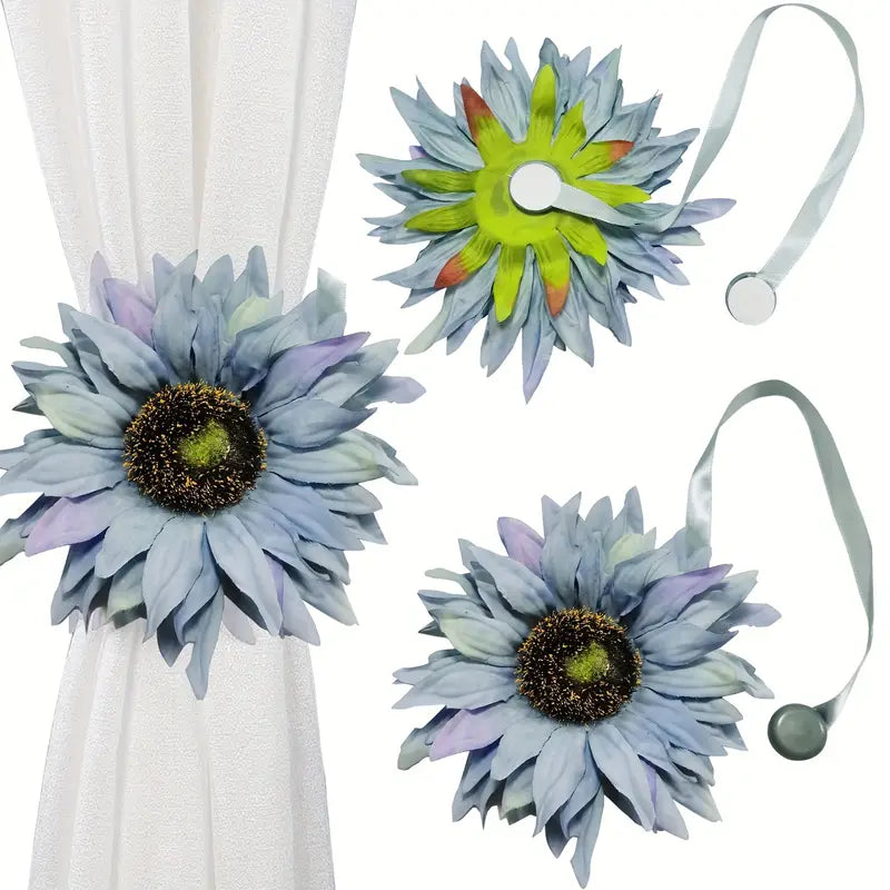 Large Sunflower Tie Back Clips for Curtains and Drapes