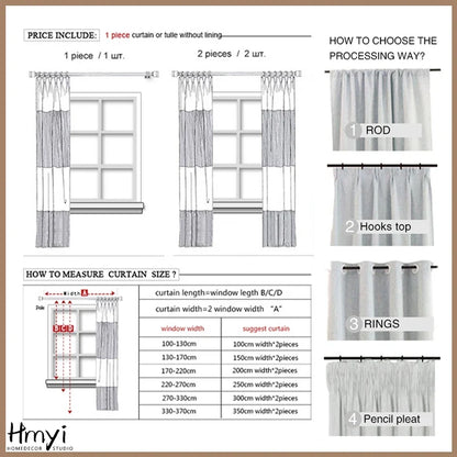 Linen Look Sheer Curtain 1PC