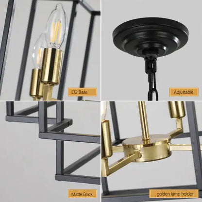 Black & Gold 8-Light Tiered Chandelier