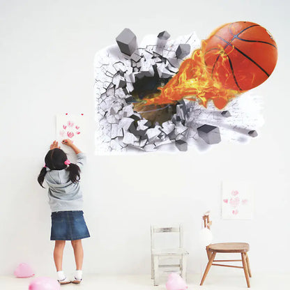 3D Basketball Wall Decals for Kids' Room Decor