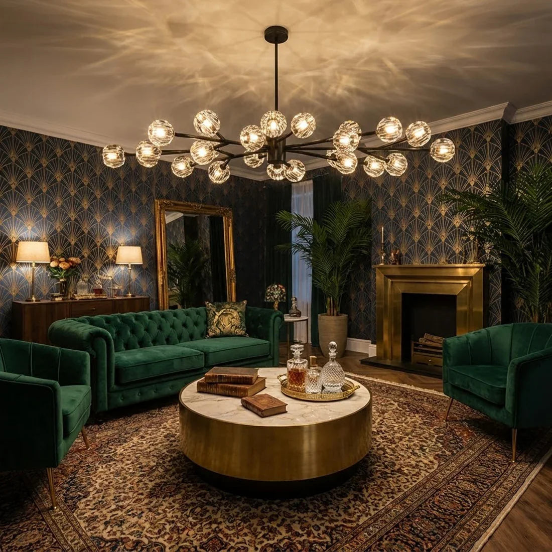 Grand Crystal Orb Branch Chandelier