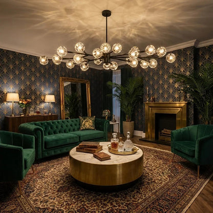 Grand Crystal Orb Branch Chandelier