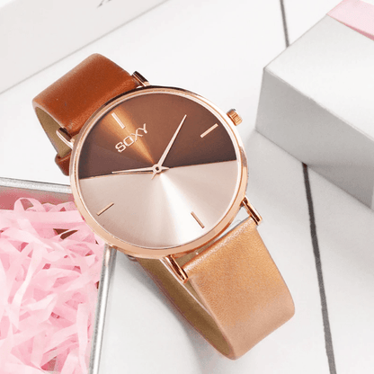 Women's Watch Leather Rose Gold Dress Female Clock Luxury Brand Design Women Watches Simple Fashion Ladies Watch For Women and Girls
