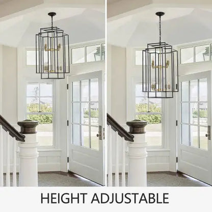 Black & Gold 8-Light Tiered Chandelier