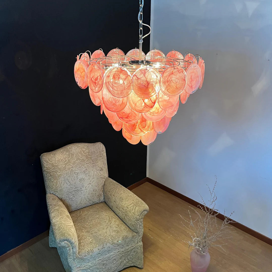 Opulent Rosé Murano Glass Chandelier