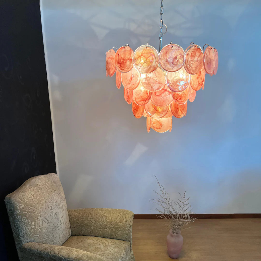 Opulent Rosé Murano Glass Chandelier