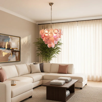 Opulent Rosé Murano Glass Chandelier