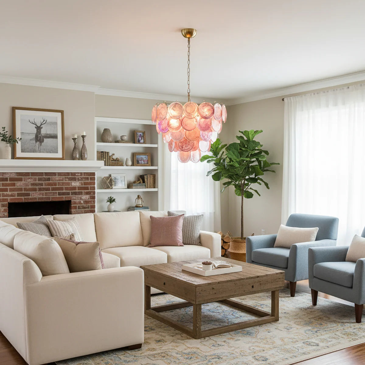 Opulent Rosé Murano Glass Chandelier