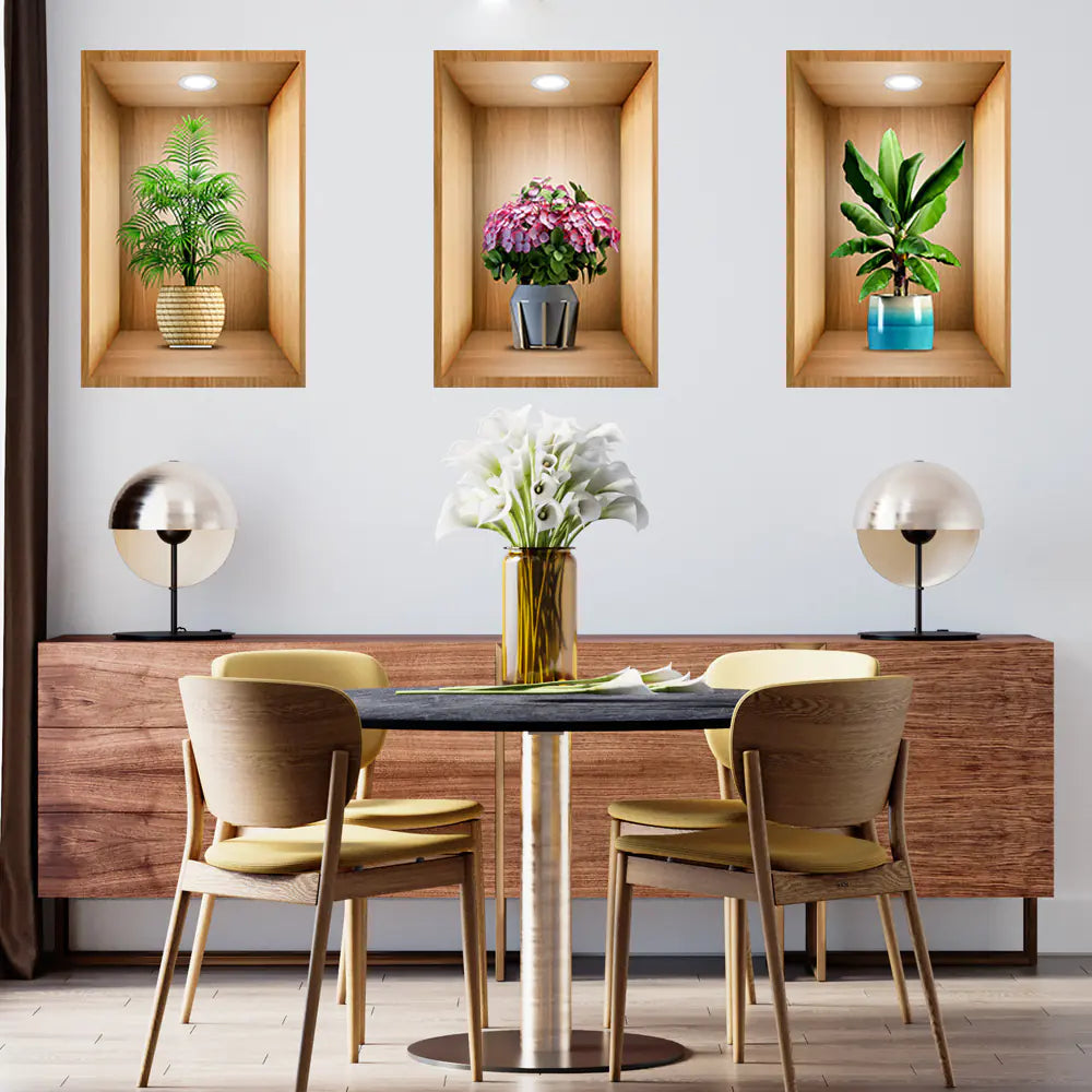 3D Effect Self-Adhesive Plant Wall Art Decor