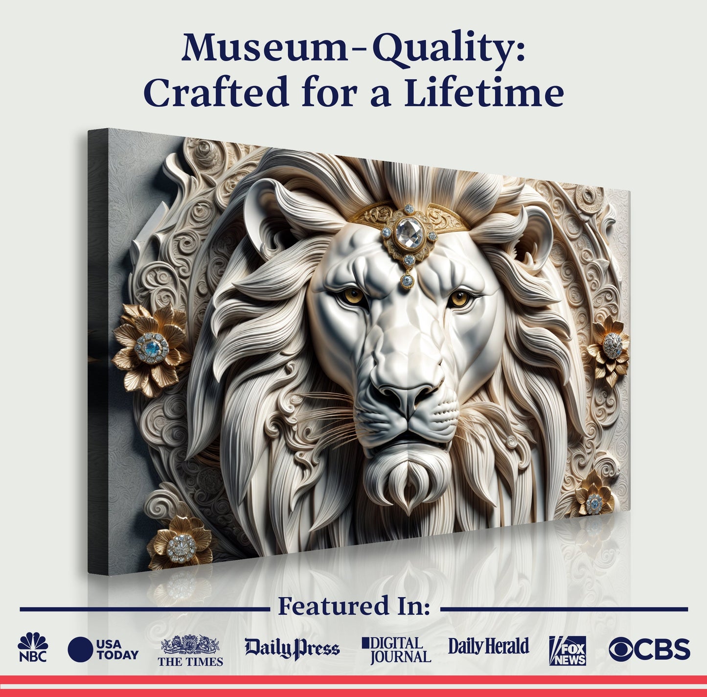 3D Noble Lion Wall Panel Art II