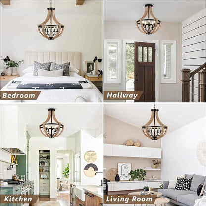 Adjustable Solid Wood Chandelier - Welfel