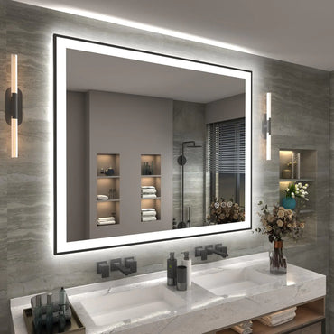 CHARMOR 48X40 LED Mirror for Bathroom Large Framed Lighted Vanity Mirror for Wall Backlit and Front Lighted Anti-Fog Shatterproof ETL Listed